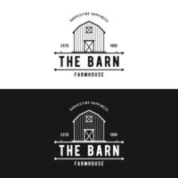 natuurlijk rustiek schuur, boerderij, magazijn logo ontwerp met een retro wijnoogst concept. vector