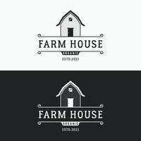 natuurlijk rustiek schuur, boerderij, magazijn logo ontwerp met een retro wijnoogst concept. vector