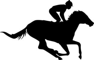 paard racen. silhouet van racing paard met jockey Aan geïsoleerd achtergrond. racing paard en jockey silhouet. paard en ruiter.sport vector