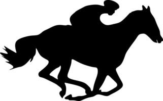 paard racen. silhouet van racing paard met jockey Aan geïsoleerd achtergrond. racing paard en jockey silhouet. paard en ruiter.sport vector