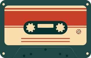 retro muziek- cassette met Vermelding van 80s disco. magnetisch audio plakband. illustratie geïsoleerd Aan wit achtergrond vector