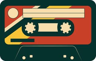 retro muziek- cassette met Vermelding van 80s disco. magnetisch audio plakband. illustratie geïsoleerd Aan wit achtergrond vector