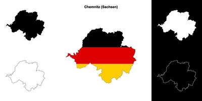 Chemnitz, sachsen blanco schets kaart reeks vector