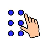 wereld braille dag lijn icoon. blindheid, cecity, Abelpsie, verlies van zicht, oog problemen, verziendheid, bijziendheid, gehandicapt persoon, mensen met handicap, geneesmiddel, bekwaamheid, gehandicapten vector