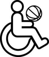 rolstoel basketbal icoon. gehandicapt mannen in de rolstoel kunst. parasporten ontwerp voor olympisch spellen. uitschakelen handicap sport. illustratie vector
