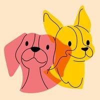 honden. avatar, insigne, poster, logo Sjablonen, afdrukken. illustratie in een minimalistische stijl met riso afdrukken effect. vlak tekenfilm stijl vector