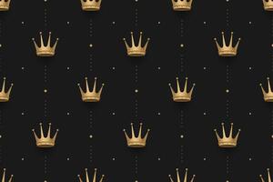 naadloos goud patroon met koning kronen Aan een donker zwart achtergrond. illustratie. vector