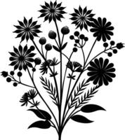 wilde bloemen silhouet illustratie ontwerp vector