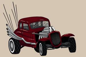 illustratie van rood wijnoogst auto vector