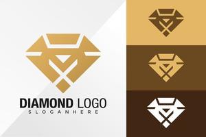 m diamanten sieraden logo ontwerp vector illustratie sjabloon