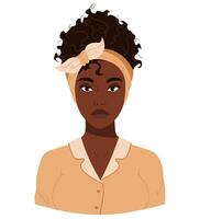 portret van een zwart vrouw in de badkamer in nachtkleding. zelfzorg in de ochtend. mooi Afrikaanse Amerikaans meisje over- geïsoleerd achtergrond. vlak illustratie vector