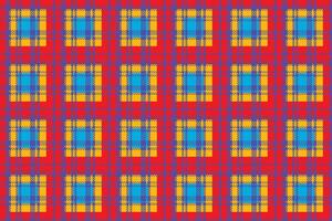 illustratie, abstract patroon van trui het weven stijl met plein geel en blauw Aan rood kleur achtergrond. vector