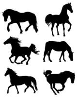 paard pony paarden silhouet reeks vector