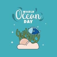 wereld oceaan dag groovy ontwerp vector