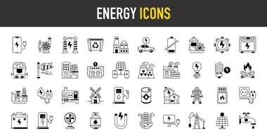 energie icoon set. verzameling van hernieuwbaar energie, ecologie en groen elektriciteit pictogrammen. illustratie. vector