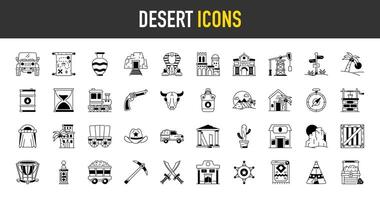 reeks van woestijn icoon. illustratie pictogrammen vector