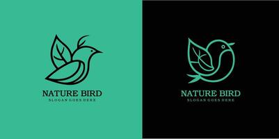 natuur vogel logo met vogel en blad ontwerp vrij stijl en vrij SVG vector