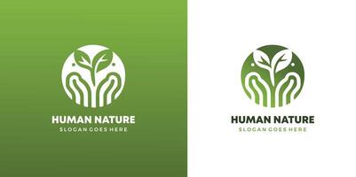 menselijk mensen samen natuur bladeren abstract illustratie logo icoon ontwerp sjabloon element pro stijl vector