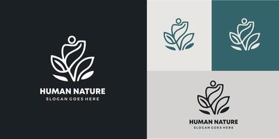 menselijk mensen samen natuur bladeren abstract illustratie logo icoon ontwerp sjabloon element pro stijl vector