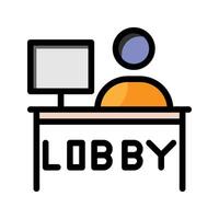 lobby vlak icoon. bewerkbare ontvangst bureau symbool. vector