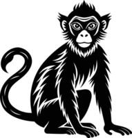 een silhouet van een aap zittend vector