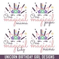 een magisch eenhoorn verjaardag meisje ontwerp bundel vector
