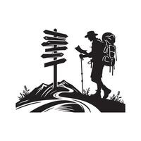 wandelen minimalistische en camping silhouet kunst illustratie ontwerp vector