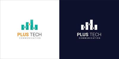 plus tech logo ontwerp voor technologie bedrijf vector