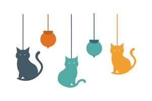 hangende katten minimaal vlak illustratie vector