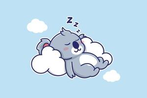 schattig koala slapen in de wolk vector