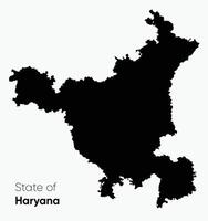 haryana kaart met zwart vullen kleur. plaats kaart van haryana, een staat in noorden Indië. haryana kaart illustratie. vector