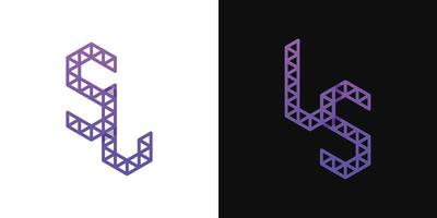 brieven ls en sl veelhoek logo, geschikt voor bedrijf verwant naar veelhoek met sl of ls initialen vector