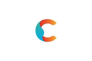 kleurrijk letter c logo-ontwerp met oranje en blauwe kleur. vector