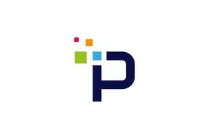 p-logo. letter p voor pixellogo-ontwerp. creatief logo-concept. vector illustratie