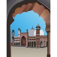 een mooi badshahi moskee in lahore vector