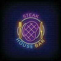 steak house bar neonreclames stijl tekst vector