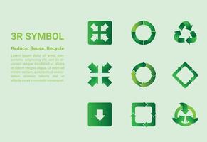 3r symbool. verminderen, hergebruiken, recyclen concept vector