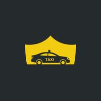 een taxi taxi is getoond in een zwart en geel logo vector