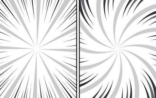 grappig boek bladzijde sjabloon met radiaal snelheid lijnen achtergrond in manga anime stijl. zwart en wit illustratie vector