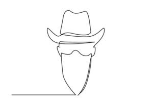 mannetje cowboy western profiel gemakkelijk lijn kunst vector