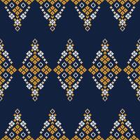 traditioneel etnisch motieven ikat meetkundig kleding stof patroon kruis steek.ikat borduurwerk etnisch oosters pixel marine blauw achtergrond. samenvatting, illustratie. textuur, decoratie, behang. vector