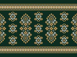 traditioneel etnisch motieven ikat meetkundig kleding stof patroon kruis steek.ikat borduurwerk etnisch oosters pixel groen achtergrond. samenvatting, illustratie. textuur, decoratie, behang. vector