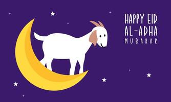 heilig eid al adha mubarak schattig banier tekenfilm tekening vector