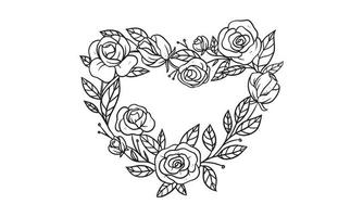 roos compositie arrangement voor bruiloft uitnodiging ontwerp, planten en bloemen voor elegante belettering frame, handgetekende vectorillustratie voor romantisch en vintage design vector
