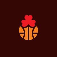 basketbal logo ontwerp met een rood blad Aan de bal vector