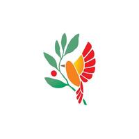 kleurrijk vogel logo ontwerp, draag- een blad in haar mond vector