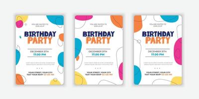 reeks hand- getrokken abstract vormen verjaardag uitnodiging sjabloon vector