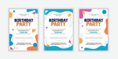 reeks hand- getrokken abstract vormen verjaardag uitnodiging sjabloon vector