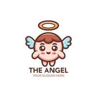 schattig engel logo ontwerp tekenfilm karakter vector