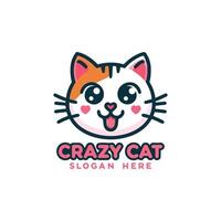 kawaii gek kat logo ontwerp vector